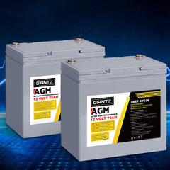 Giantz AGM Deep Cycle Battery 12V 75Ah x2 Box Portable Solar Caravan Camping-QLD_Rural