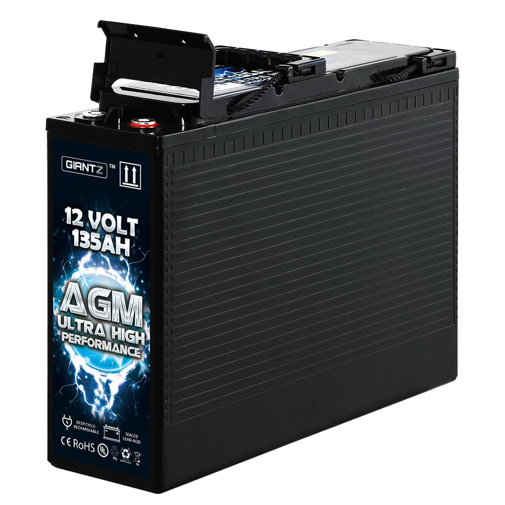 Giantz AGM Deep Cycle Battery 12V 135Ah Slim Box Portable Solar Caravan Camping-TAS_Metro