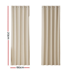 Artiss 2X Blockout Curtains Eyelet 180x213cm Beige