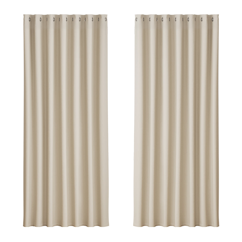 Artiss 2X Blockout Curtains Eyelet 240x230cm Beige