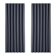 Artiss 2X Blockout Curtains Eyelet 240x230cm Charcoal