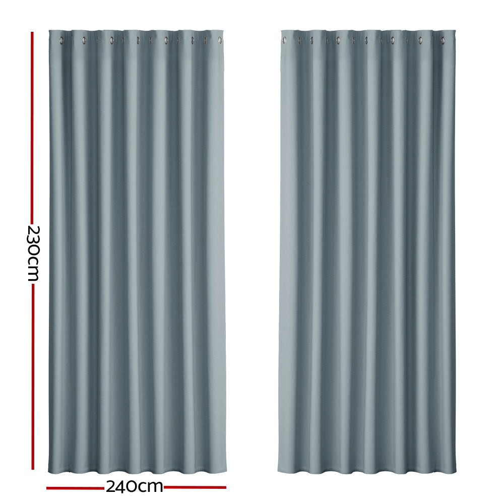 Artiss 2X Blockout Curtains Eyelet 240x230cm Grey