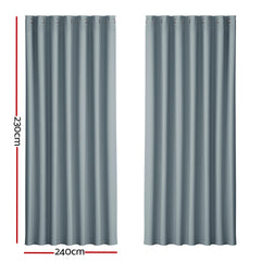 Artiss 2X Blockout Curtains Eyelet 240x230cm Grey