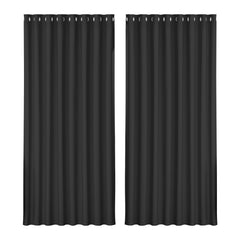 Artiss 2X Blockout Curtains Eyelet 300x230cm Black