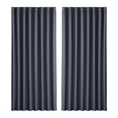 Artiss 2X Blockout Curtains Eyelet 300x230cm Charcoal