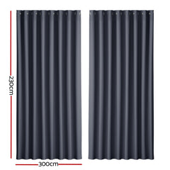 Artiss 2X Blockout Curtains Eyelet 300x230cm Charcoal