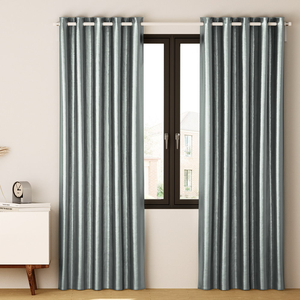 Artiss 2X Blockout Curtains Eyelet 180x213cm Grey Shine