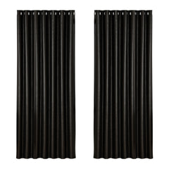 Artiss 2X Blockout Curtains Eyelet 240x230cm Black Shine