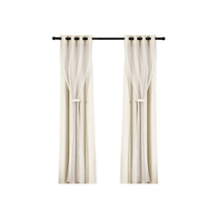 Artiss 2X 132x304cm Blockout Sheer Curtains Beige