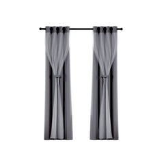 Artiss 2X 132x304cm Blockout Sheer Curtains Charcoal