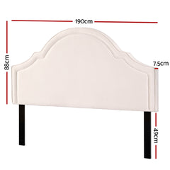 Artiss Bed Frame Bed Head Headboard King Velvet IRIS Beige-QLD_Metro