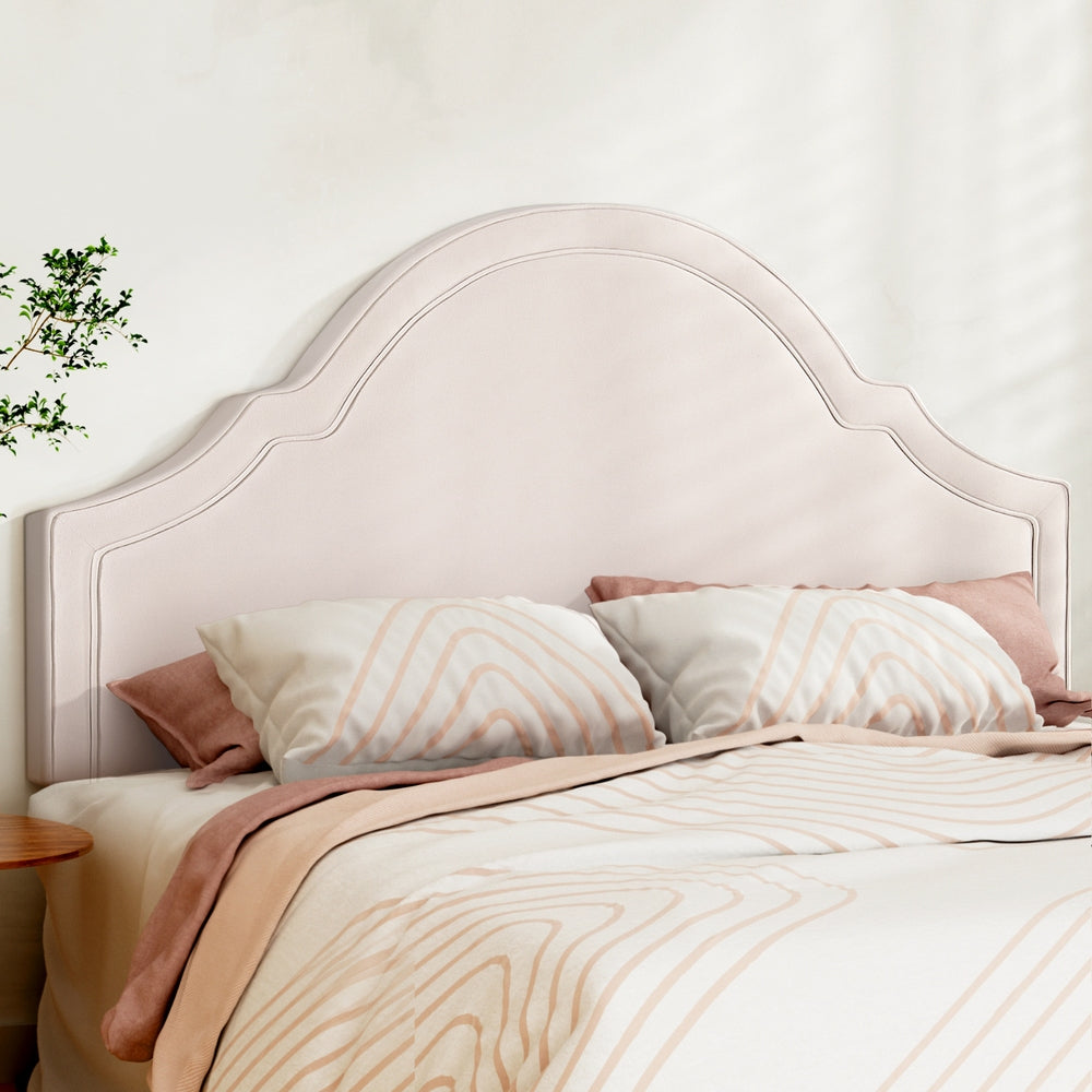 Artiss Bed Frame Bed Head Headboard King Velvet IRIS Beige-WA_Metro