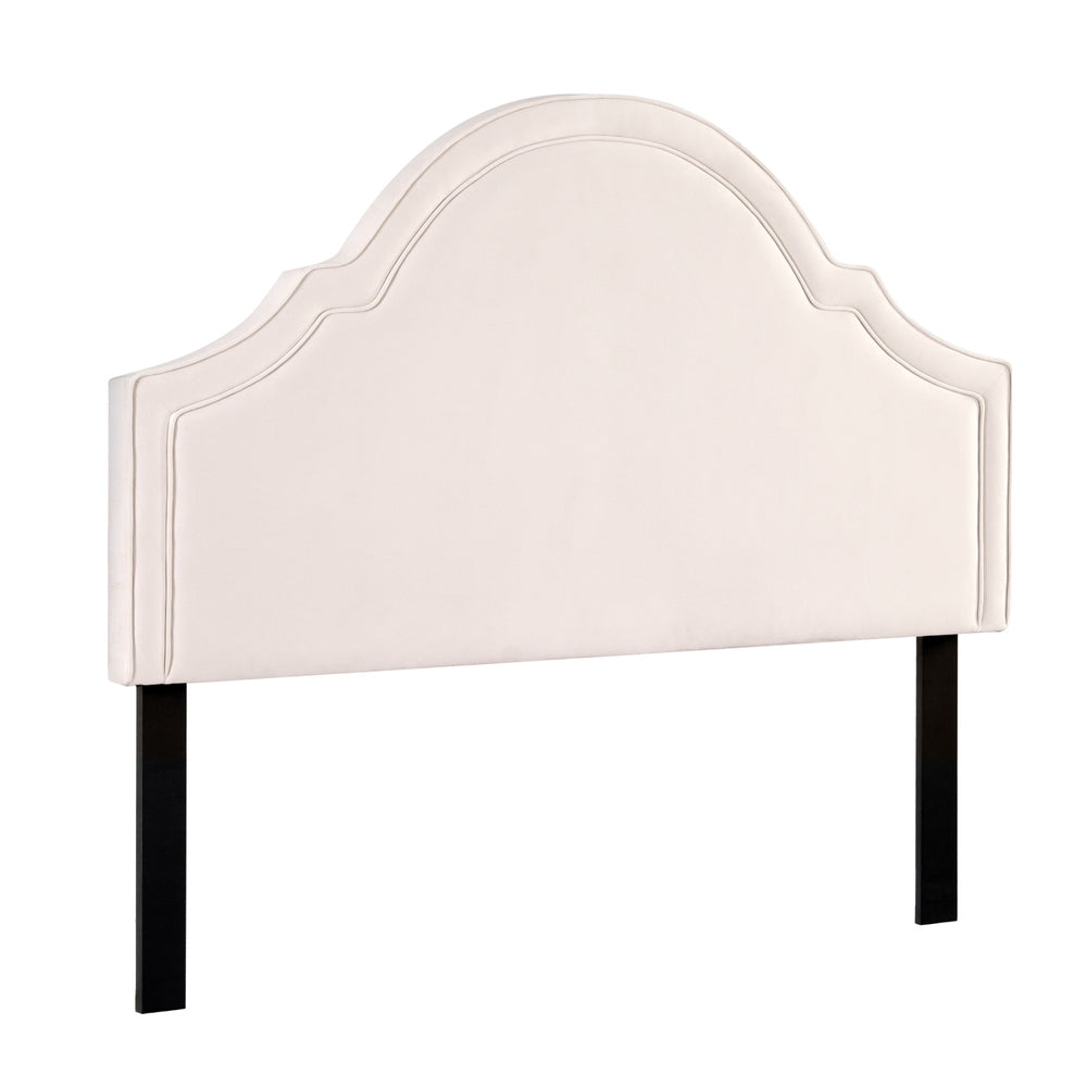 Artiss Bed Frame Bed Head Headboard Queen Velvet IRIS Beige-ACT