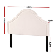 Artiss Bed Frame Bed Head Headboard Queen Velvet IRIS Beige-QLD_Metro