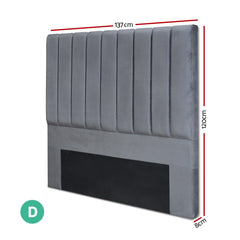 Artiss Bed Head Headboard Double Velvet - VELA Grey-NSW_Metro