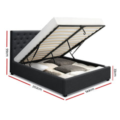 Artiss Bed Frame Double Size Gas Lift Charcoal VILA-SA_Metro