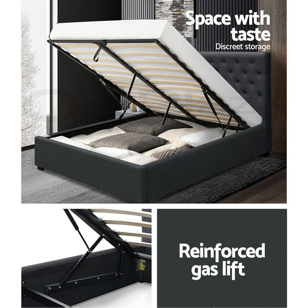 Artiss Bed Frame Double Size Gas Lift Charcoal VILA-ACT