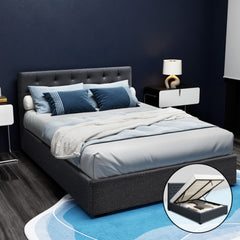 Artiss Bed Frame Double Size Gas Lift Charcoal VILA-SA_Metro