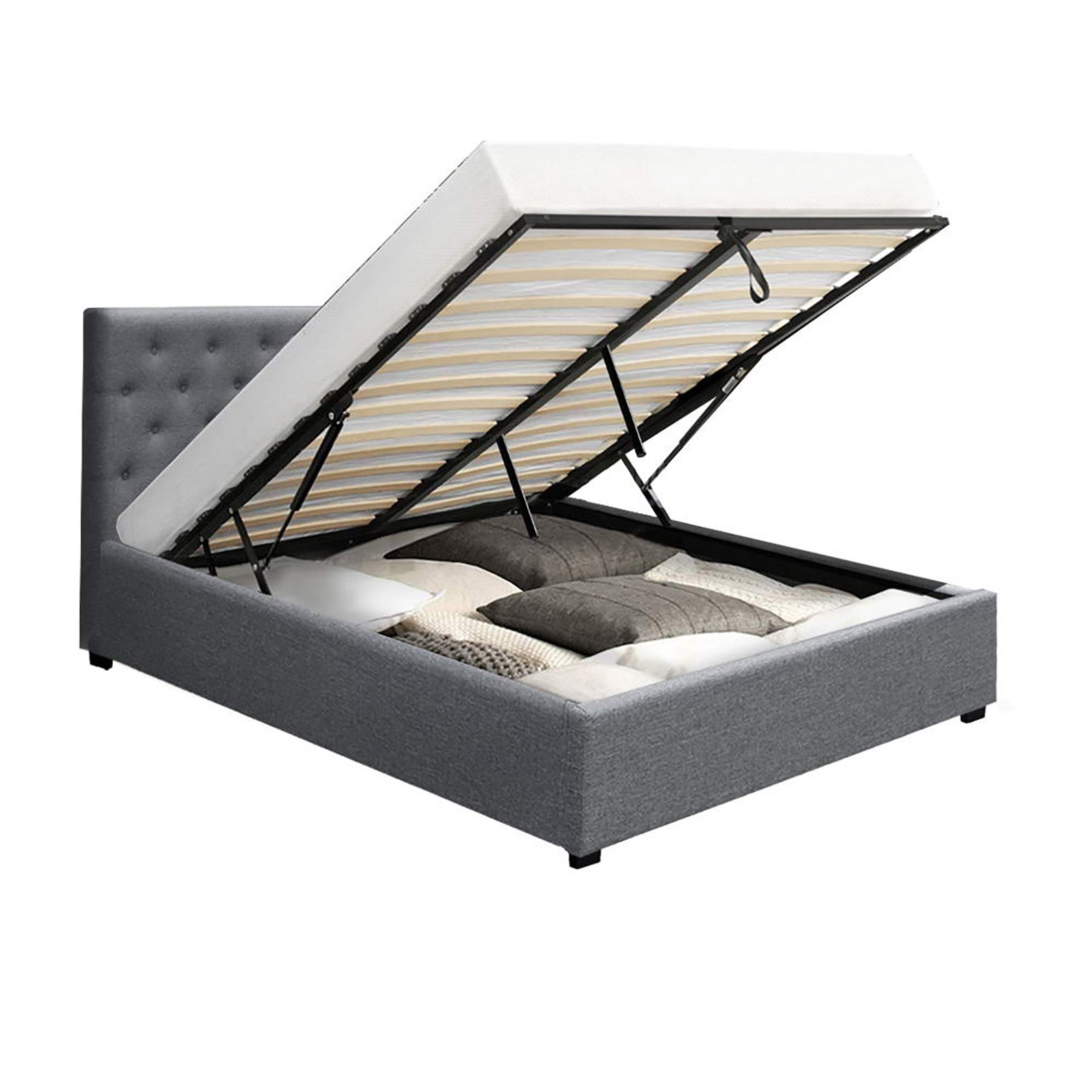 Artiss Bed Frame Double Size Gas Lift Grey VILA-NT_Rural