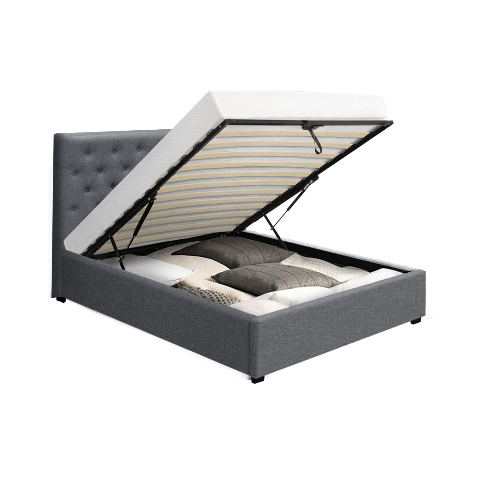 Artiss Bed Frame King Single Size Gas Lift Grey VILA-NT_Metro