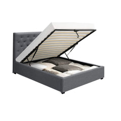 Artiss Bed Frame King Single Size Gas Lift Grey VILA-ACT