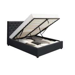 Artiss Bed Frame Queen Size Gas Lift Charcoal VILA-SA_Metro