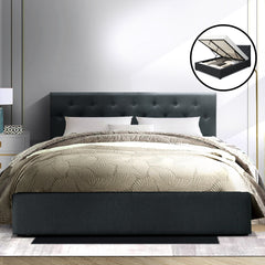 Artiss Bed Frame Queen Size Gas Lift Charcoal VILA-SA_Metro