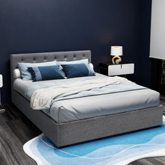 Artiss Bed Frame Queen Size Gas Lift Grey VILA-NT_Metro