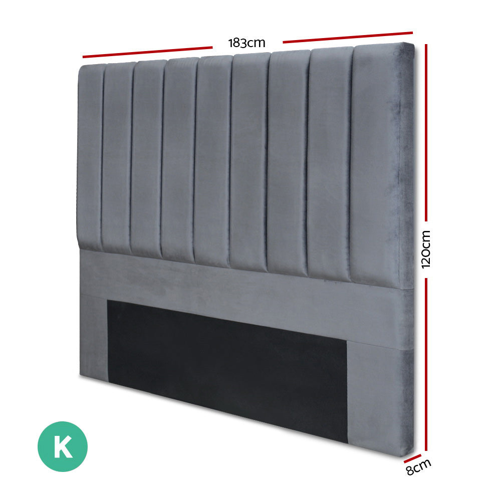 Artiss Bed Head Headboard King Velvet - VELA Grey-ACT