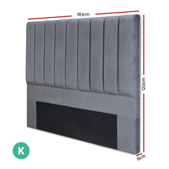 Artiss Bed Head Headboard King Velvet - VELA Grey-NSW_Rural