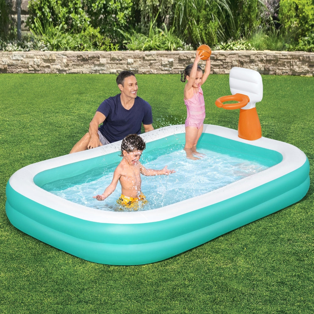 Bestway Kids Inflatable Pool Above Ground Play Pools Basketball Hoop 251x168cm