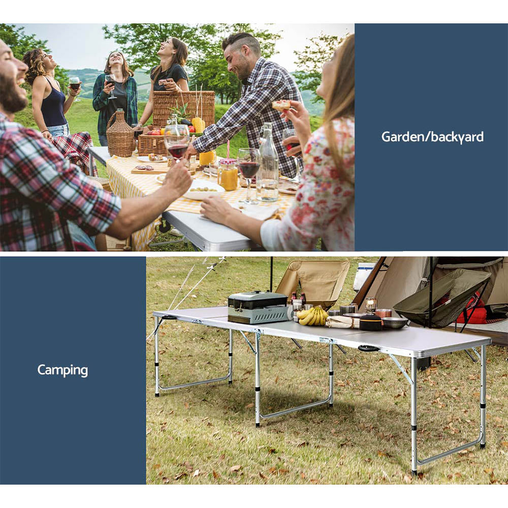 Weisshorn Folding Camping Table 240CM Portable Outdoor Picnic BBQ Aluminium Desk-ACT