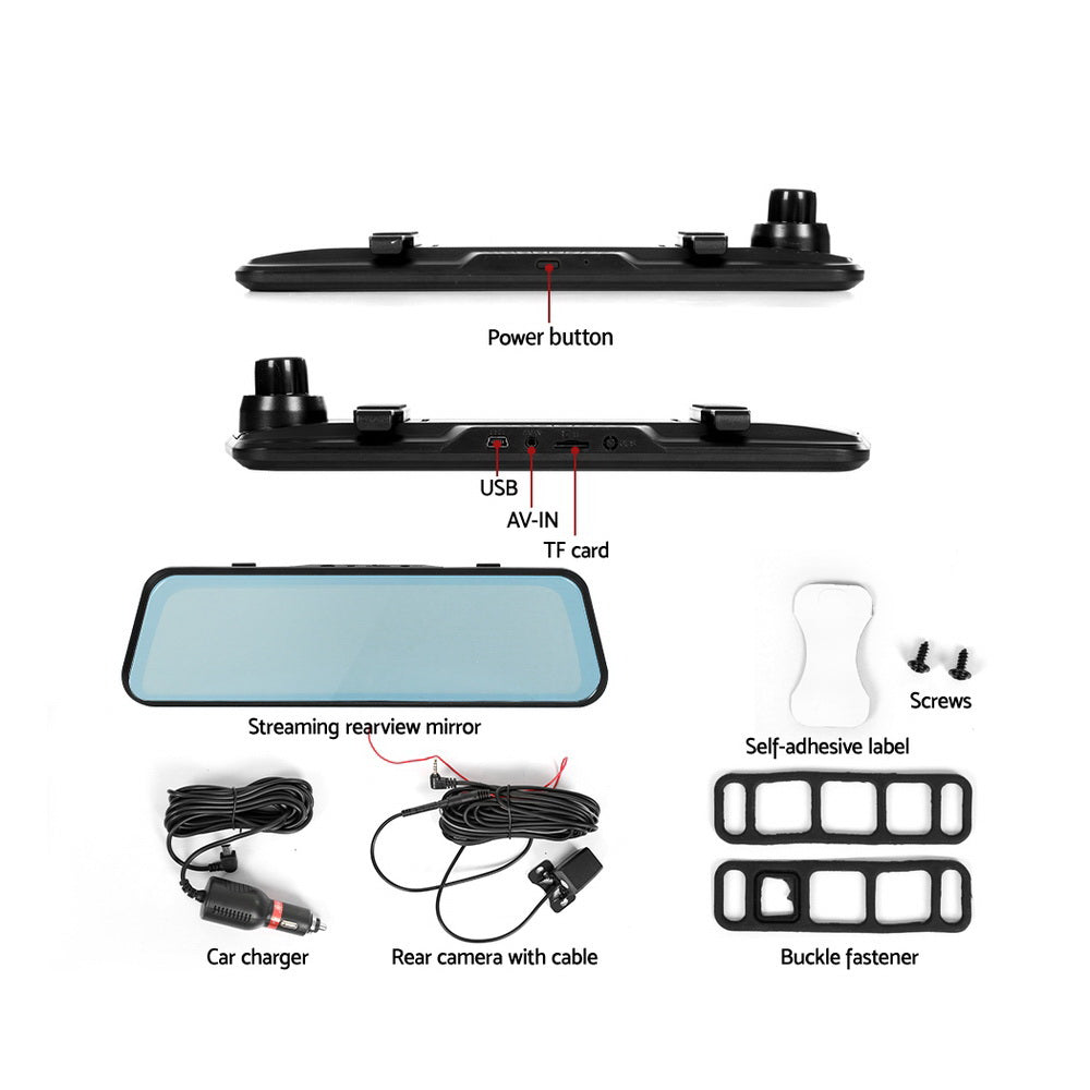 UL-tech Dash Camera 1080P 9.66" Front and Rear View Cam Car DVR Reverse Recorder