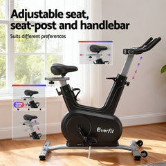 Everfit Exercise Bike Spin Bike Electromagnetic Smart Home Fitness 24-Level Resistance 120kg Bluetooth