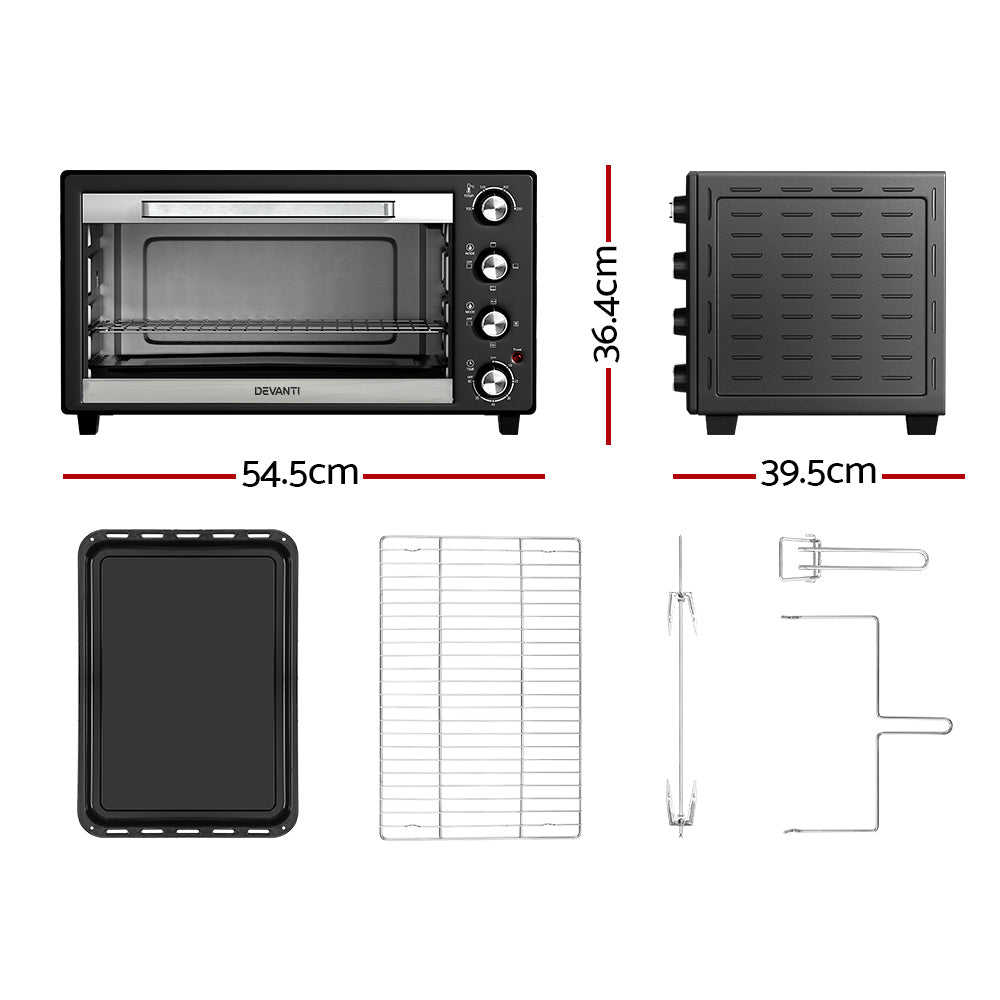 Devanti 45L Convection Oven Electric Fryer Ovens 1800W-ACT