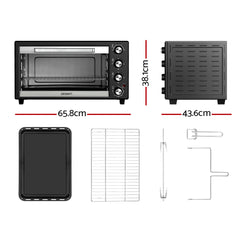 Devanti 60L Convection Oven Electric Fryer Ovens 2000W-REMOTE