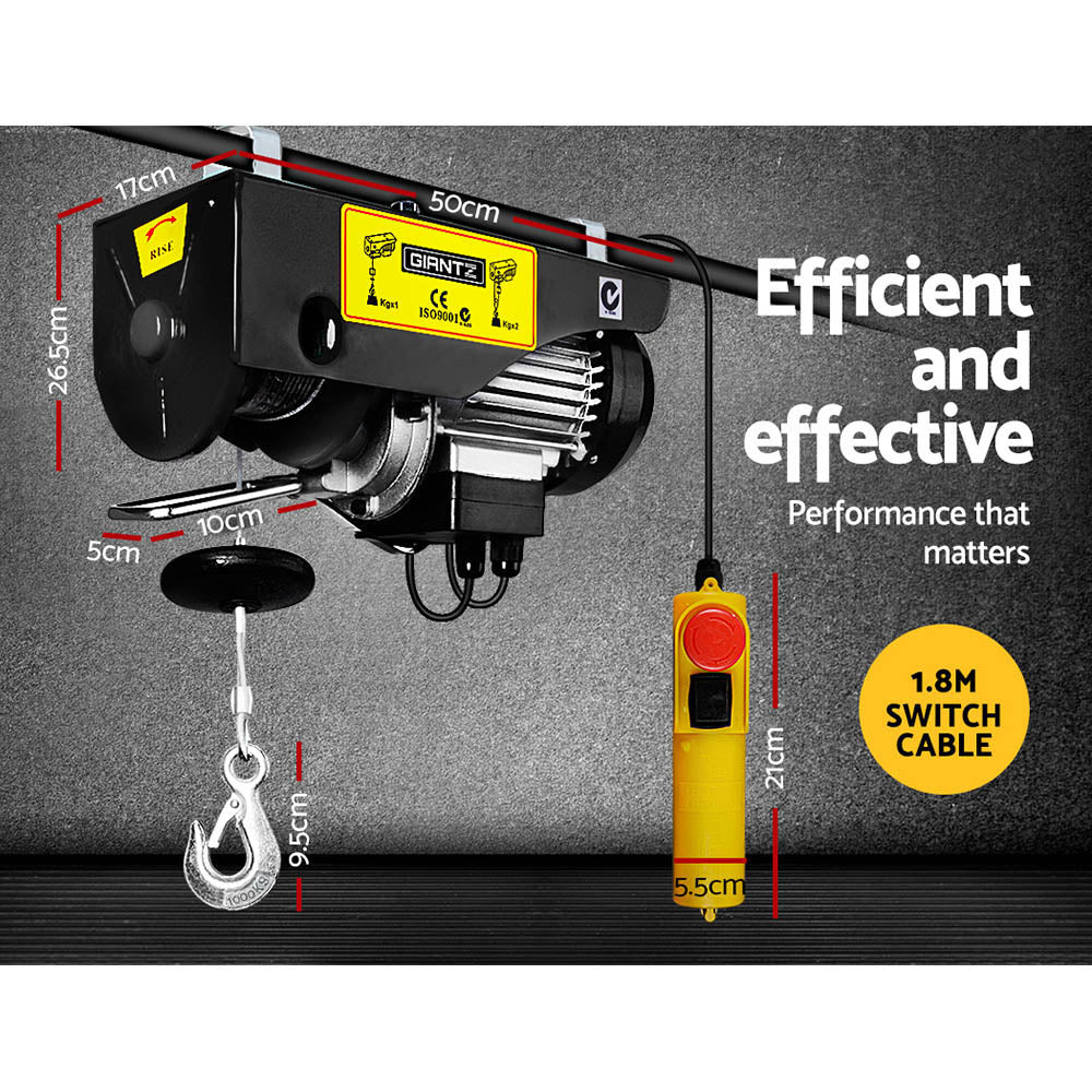 Giantz Electric Hoist Winch 500/1000KG Cable 20M Rope Tool Remote Chain Lifting-NSW_Metro