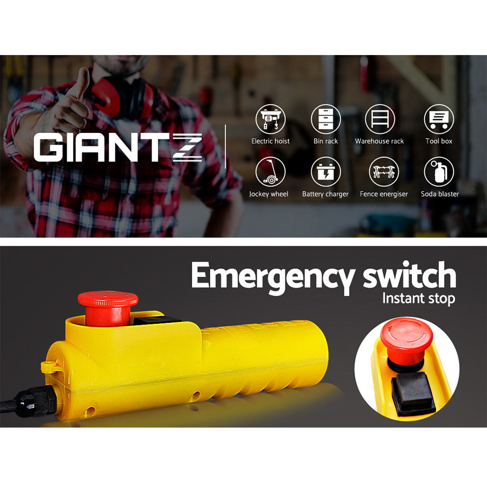 Giantz Electric Hoist Winch 500/1000KG Cable 20M Rope Tool Remote Chain Lifting-ACT