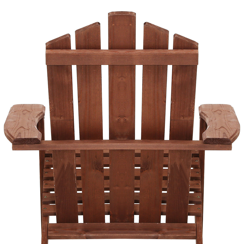 Gardeon Adirondack Outdoor Chairs Wooden Beach Chair Patio Furniture Garden Brown