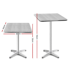 Gardeon Outdoor Bar Table Adjustable Aluminium Square 70/110cm