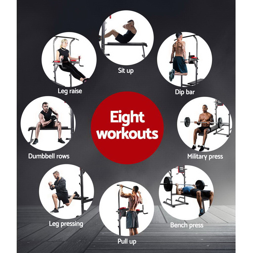 Everfit Weight Bench Chin Up Bar Bench Press Home Gym 380kg Capacity-WA_Metro