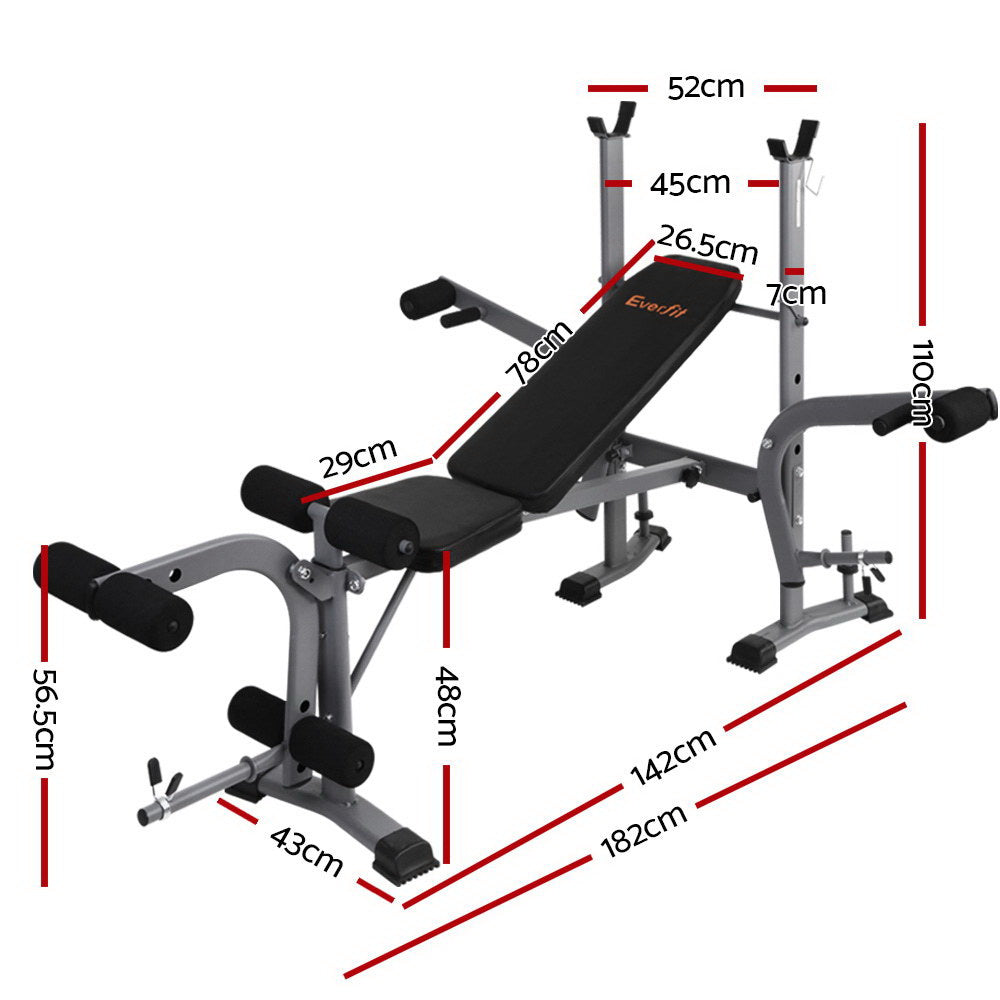 Everfit Weight Bench 8 in 1 Bench Press Adjustable Home Gym Station 200kg-QLD_Rural