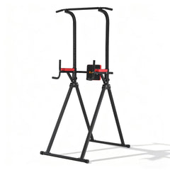 Everfit Chin Up Tower Pull Up Station Adjustable Dip Station Folding Home Gym Black