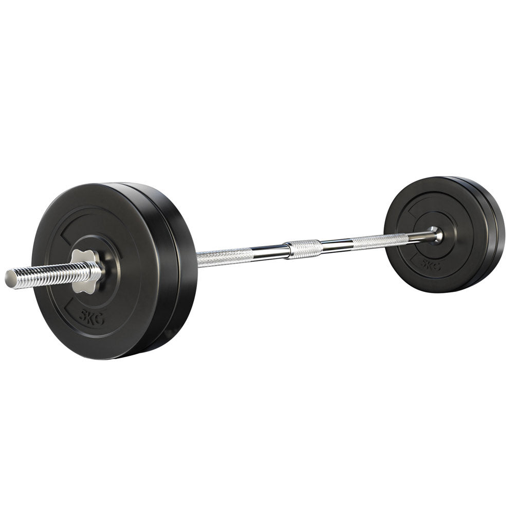 Everfit 28kg Barbell Set Weight Plates Bar Lifting Bench 168cm-WA_Metro