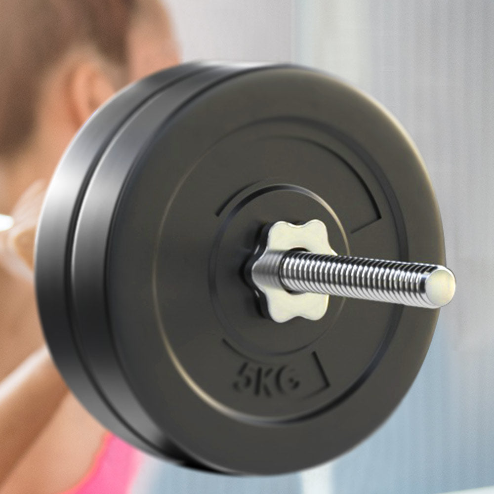 Everfit 28kg Barbell Set Weight Plates Bar Lifting Bench 168cm-VIC_Rural