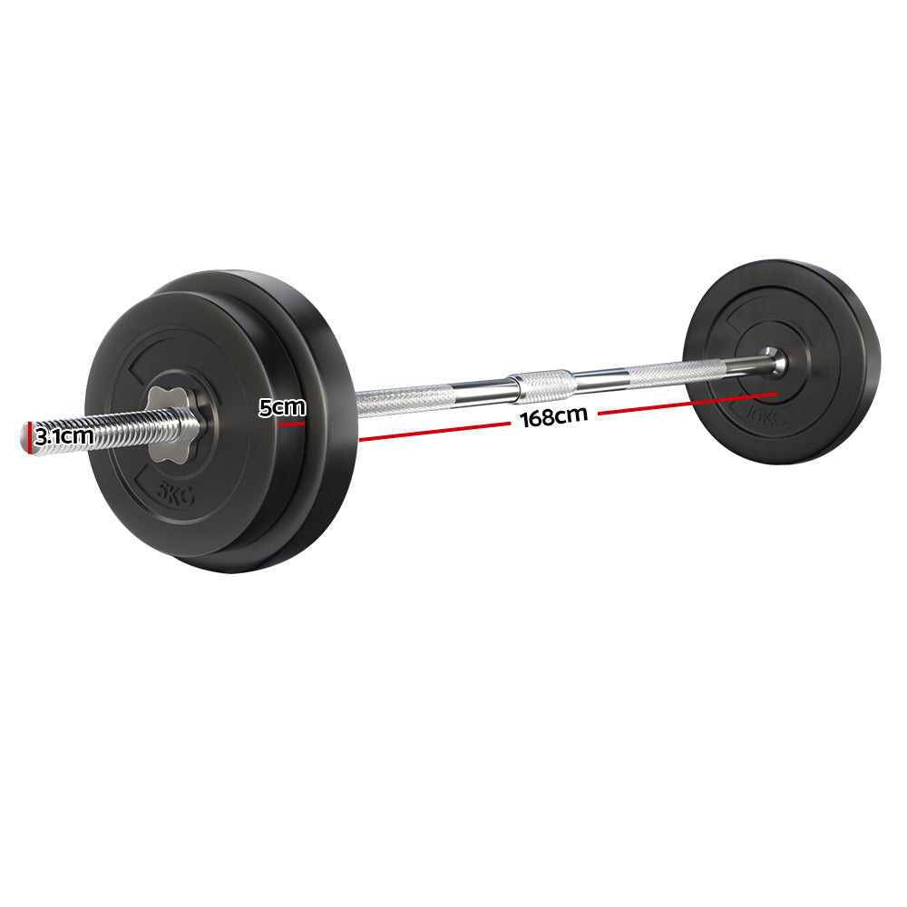 Everfit 38kg Barbell Set Weight Plates Bar Lifting Bench 168cm-WA_Rural