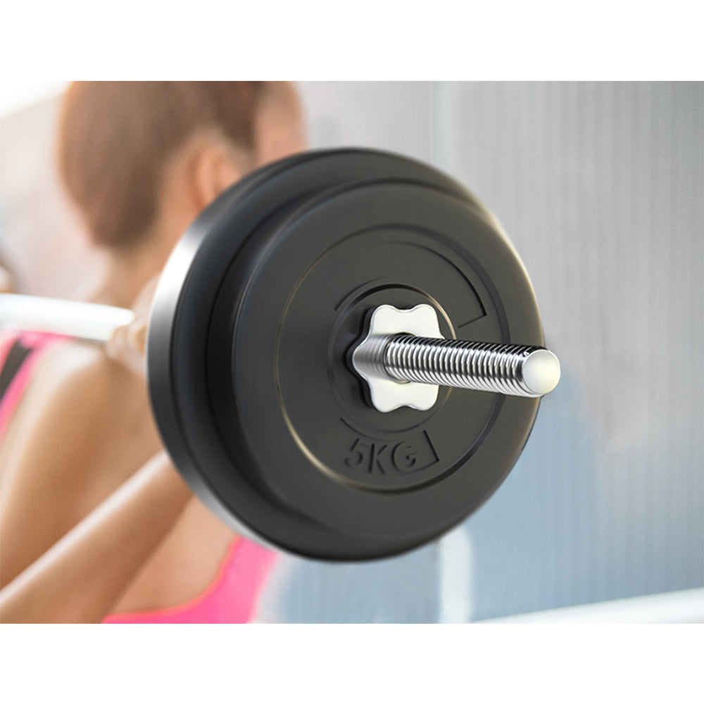 Everfit 38kg Barbell Set Weight Plates Bar Lifting Bench 168cm-QLD_Metro