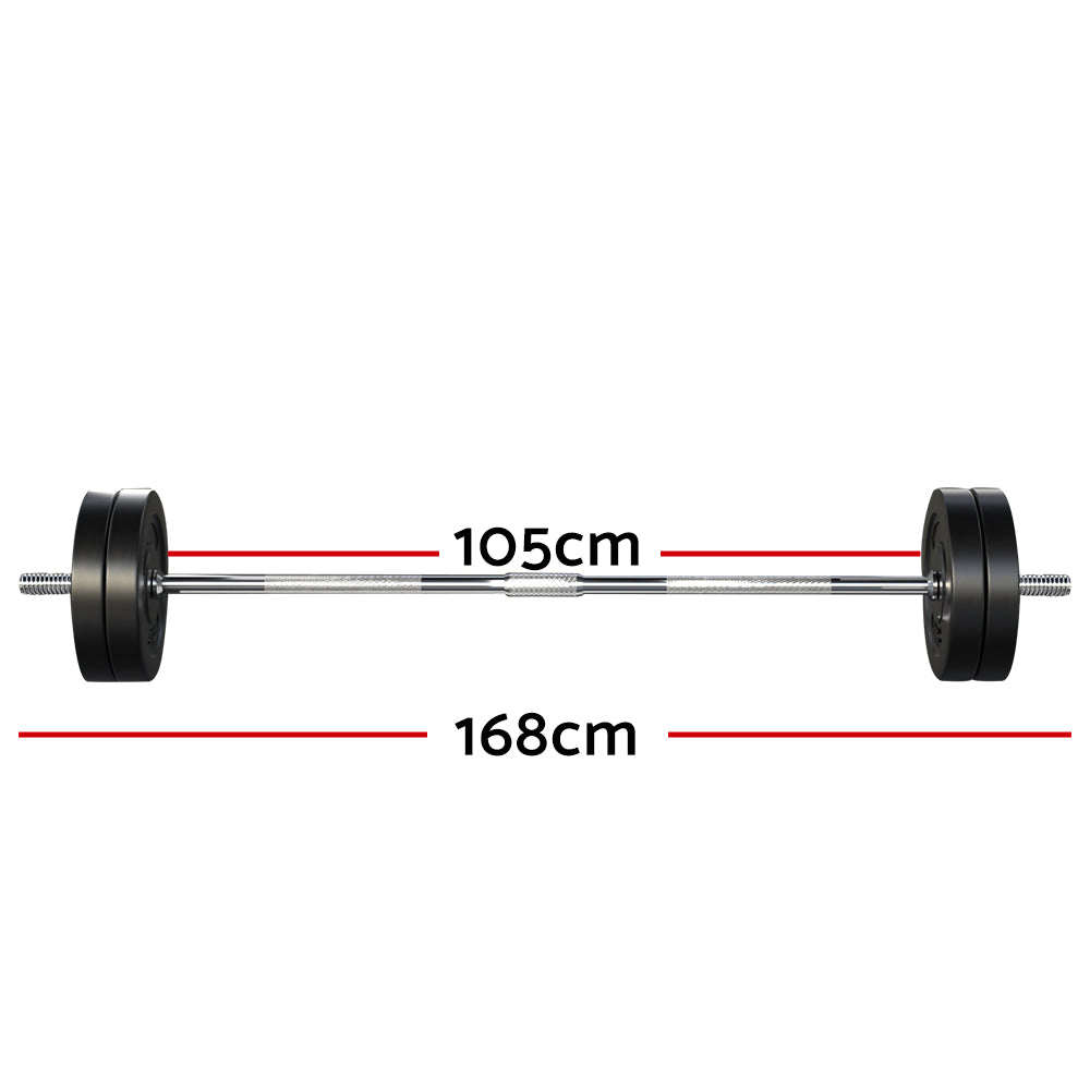 Everfit 48kg Barbell Set Weight Plates Bar Lifting Bench 168cm-ACT