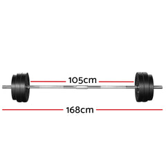 Everfit 58kg Barbell Set Weight Plates Bar Lifting Bench 168cm-TAS_Metro