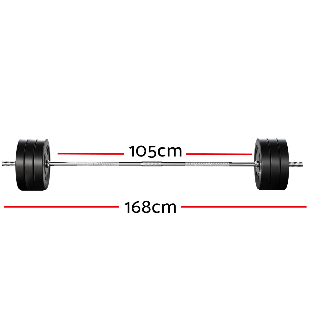 Everfit 68kg Barbell Set Weight Plates Bar Lifting Bench 168cm-ACT